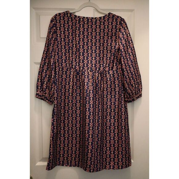 Lilly Pulitzer Women Sz 8 Navy Abelina Lil Bit Print Silk Fit & Flare Dress - Picture 2 of 12